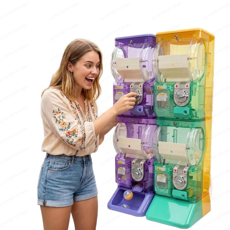 Arcade Vending Machines - 투명한 흰색 2단 가샤폰 머신, 75mm