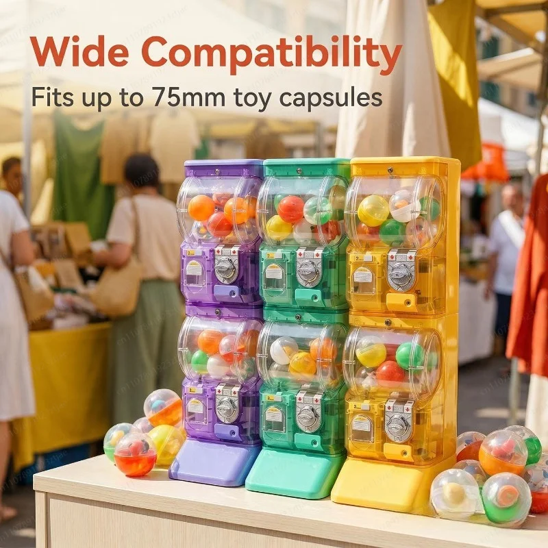 투명한 흰색 2단 가샤폰 머신, 75mm 가챠볼용 코인 - Arcade Vending Machines 리뷰 및 가격