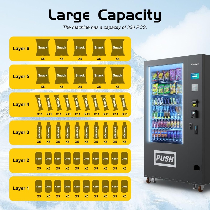 맞춤형 대형 60슬롯 스낵 음료 콤보 상업용 무인 자판 - Bill Acceptor Vending 리뷰 및 가격